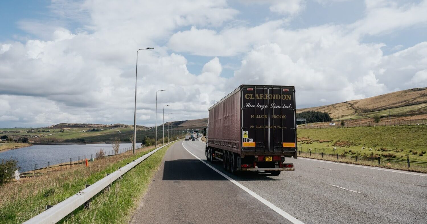 lorry driving on road